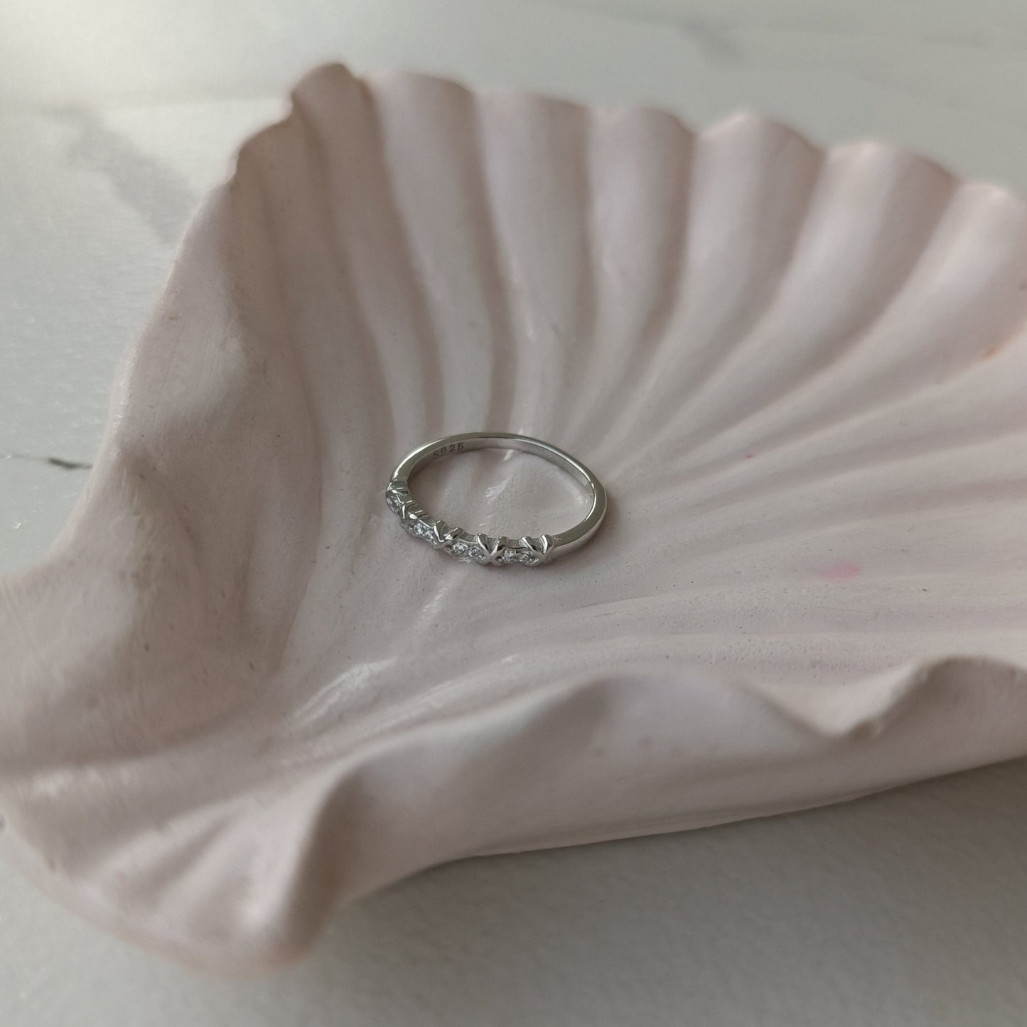 Petite stackable tiny diamond ring