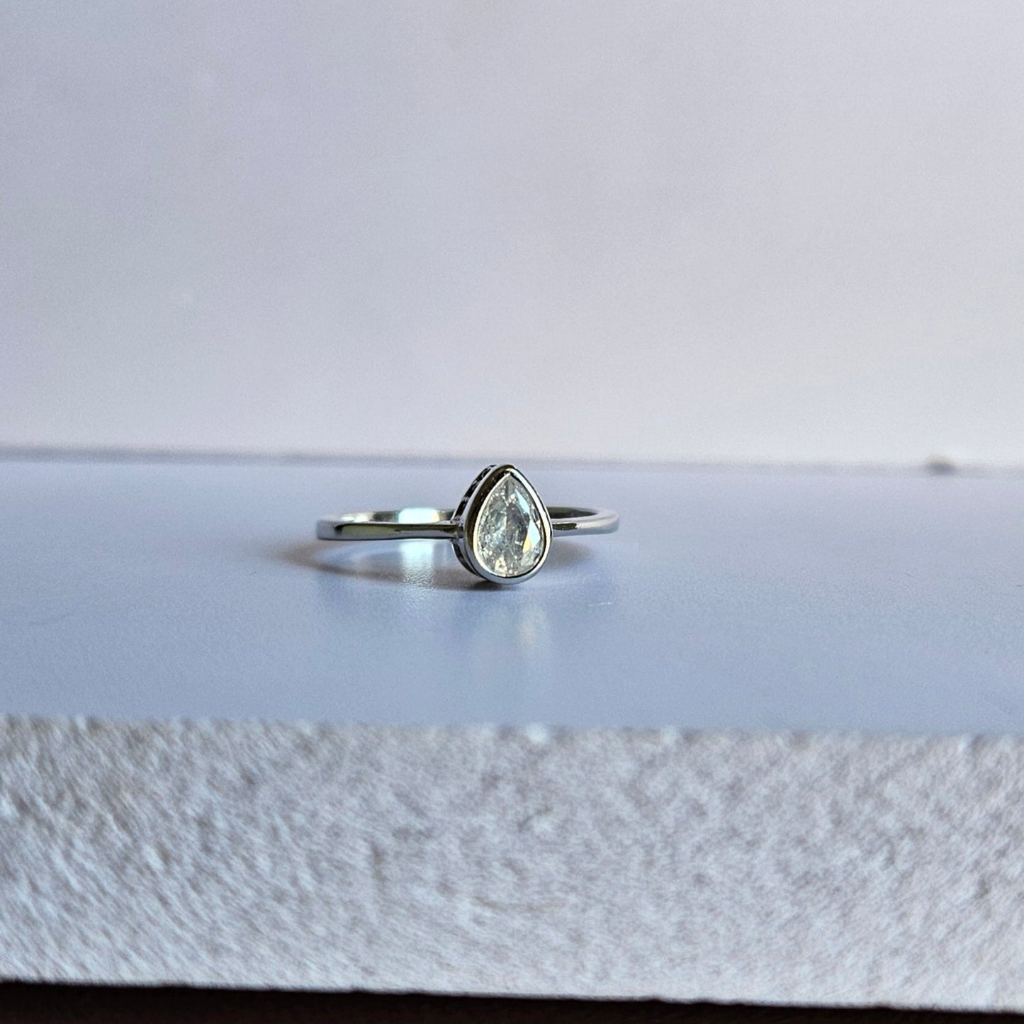 Raindrop Solitaire Silver Ring