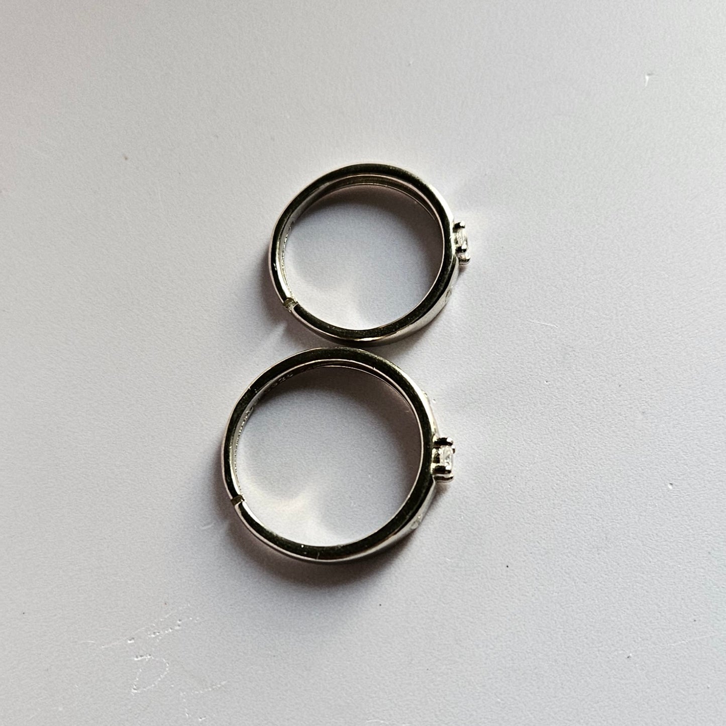Howard Solitaire adjustable Silver Couple Ring