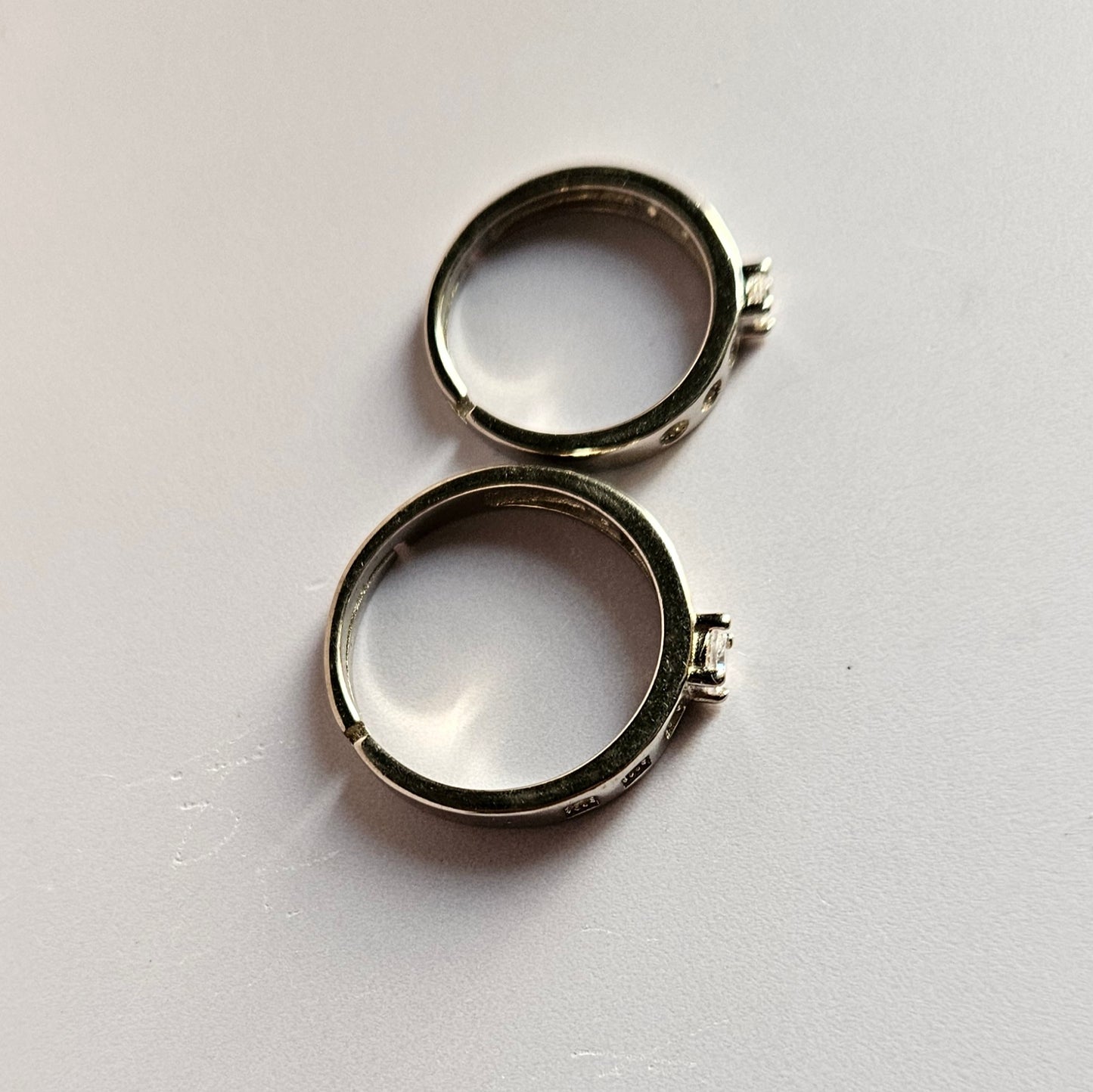 Drake Solitaire adjustable Silver Couple Ring