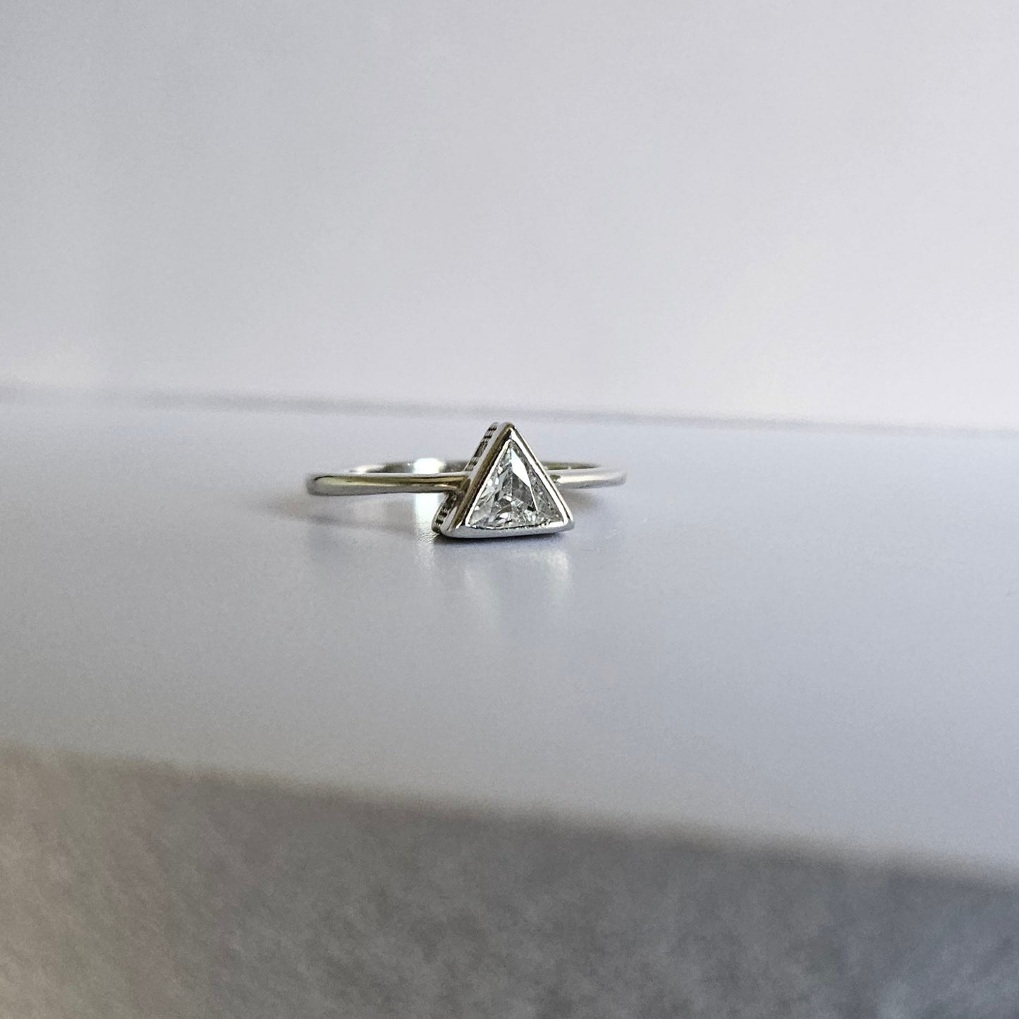 Triangle Solitaire Silver Ring