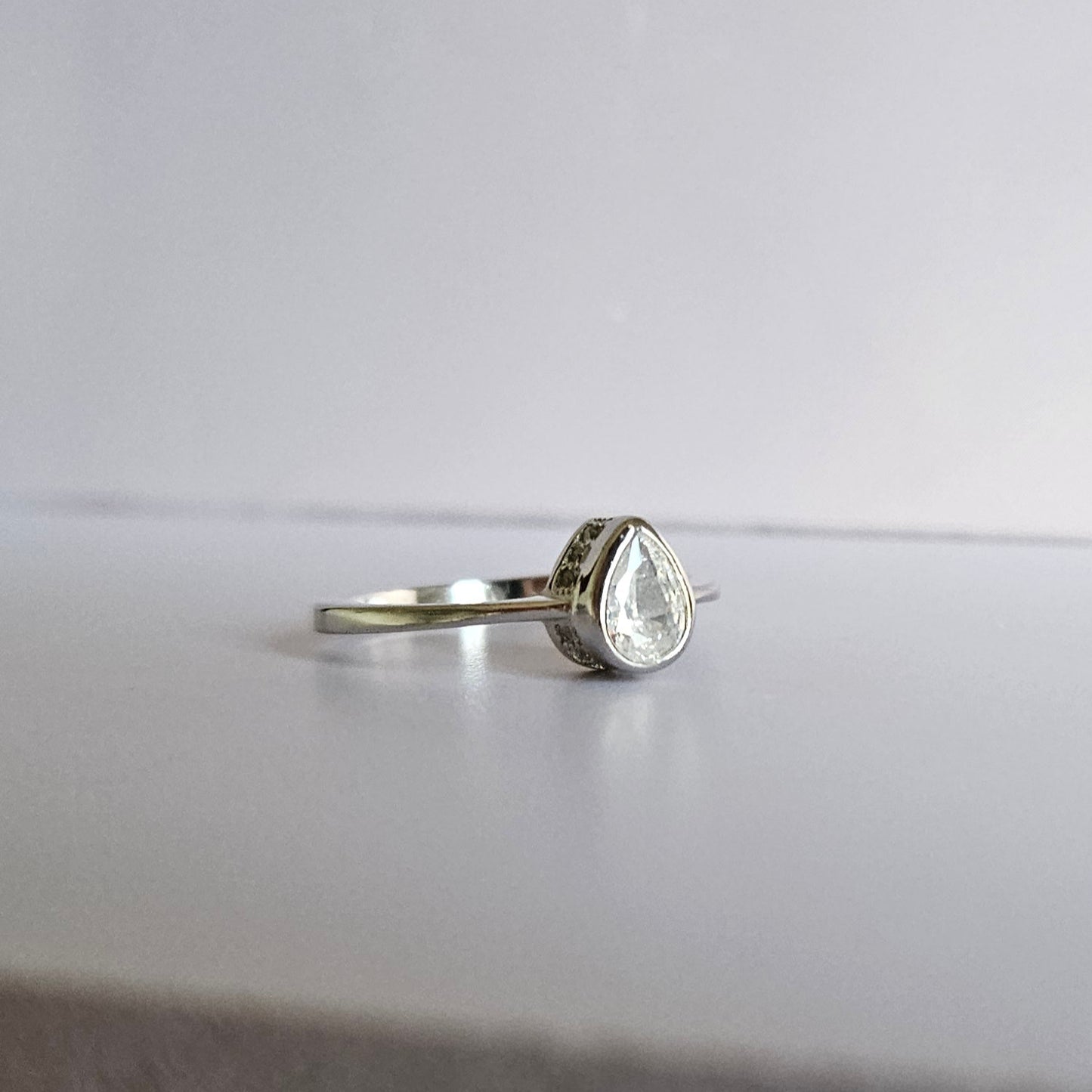 Raindrop Solitaire Silver Ring