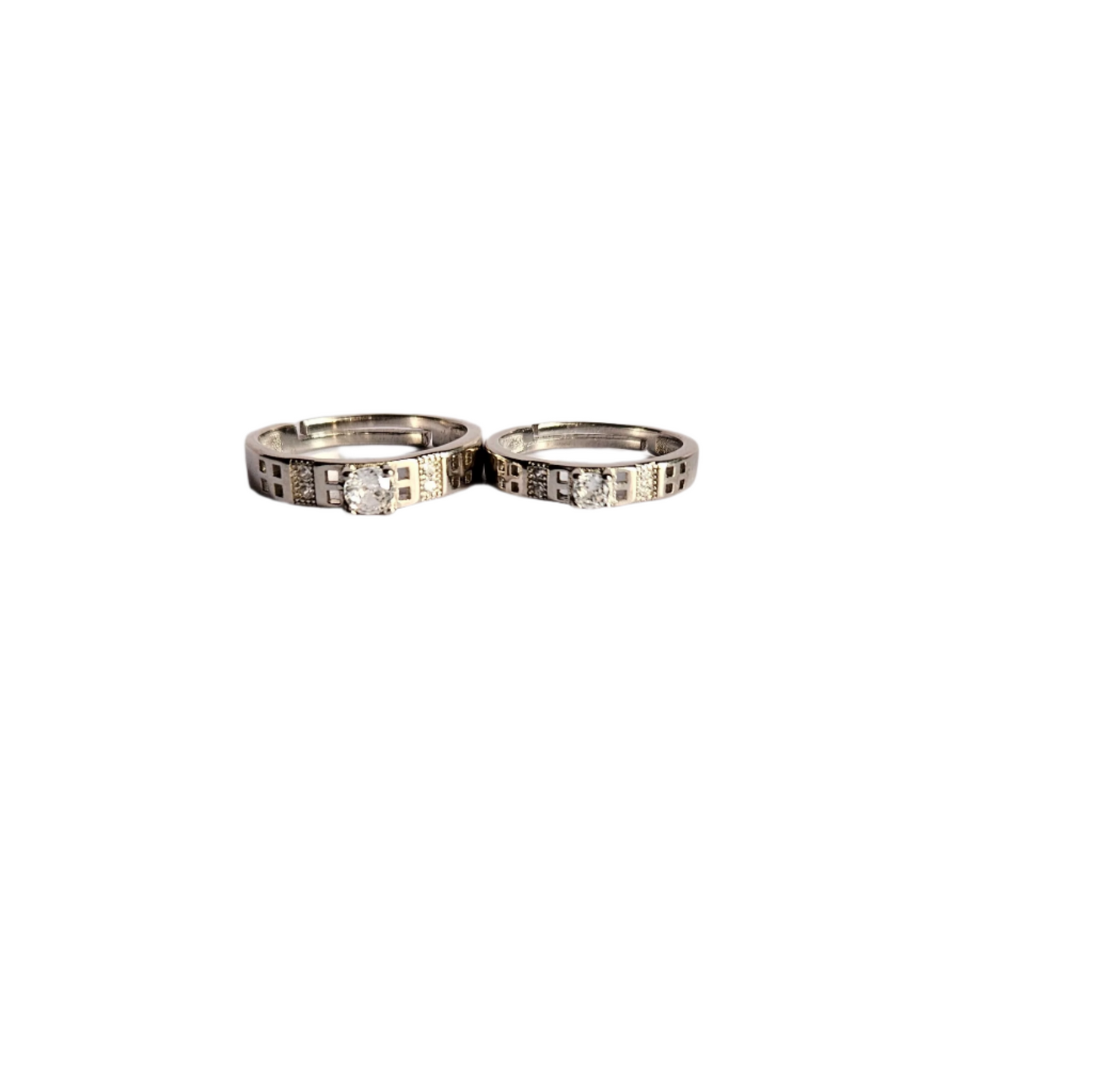 Marcus Solitaire adjustable Silver Couple Ring