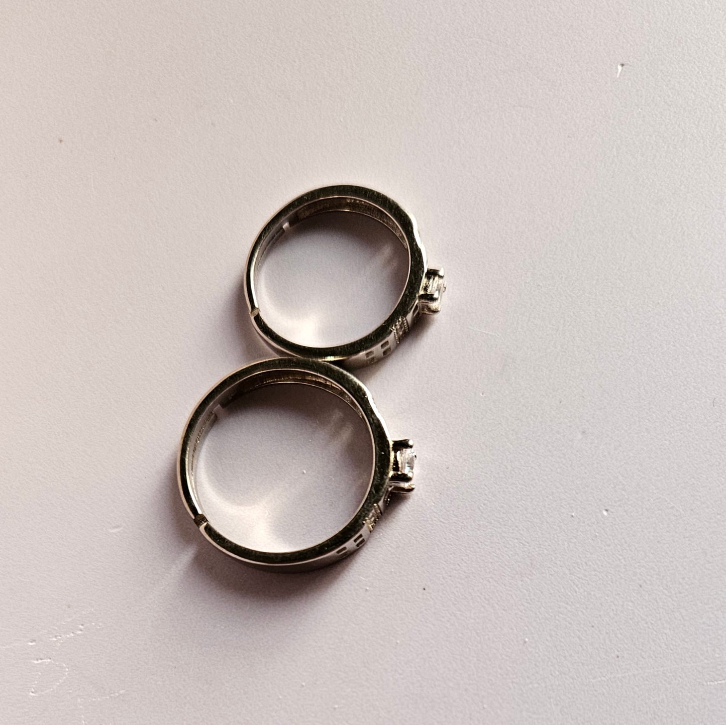 Marcus Solitaire adjustable Silver Couple Ring