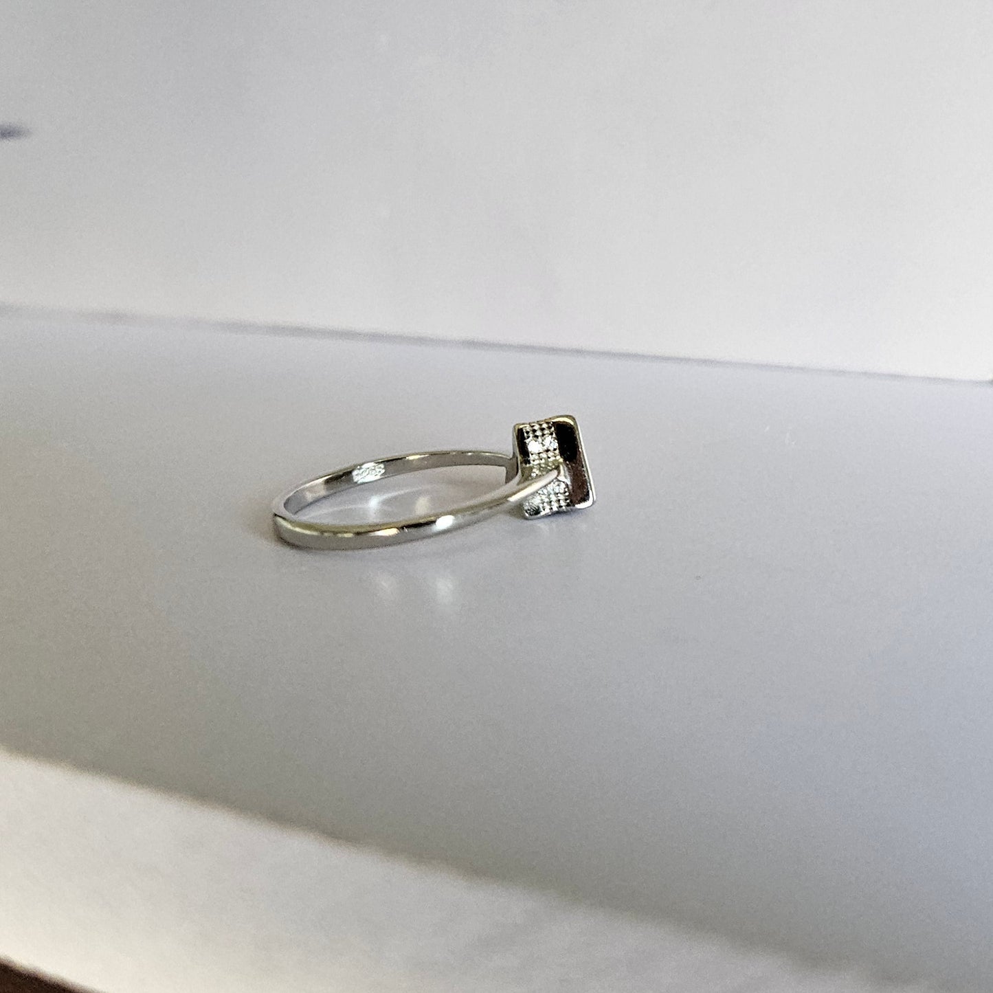 Triangle Solitaire Silver Ring