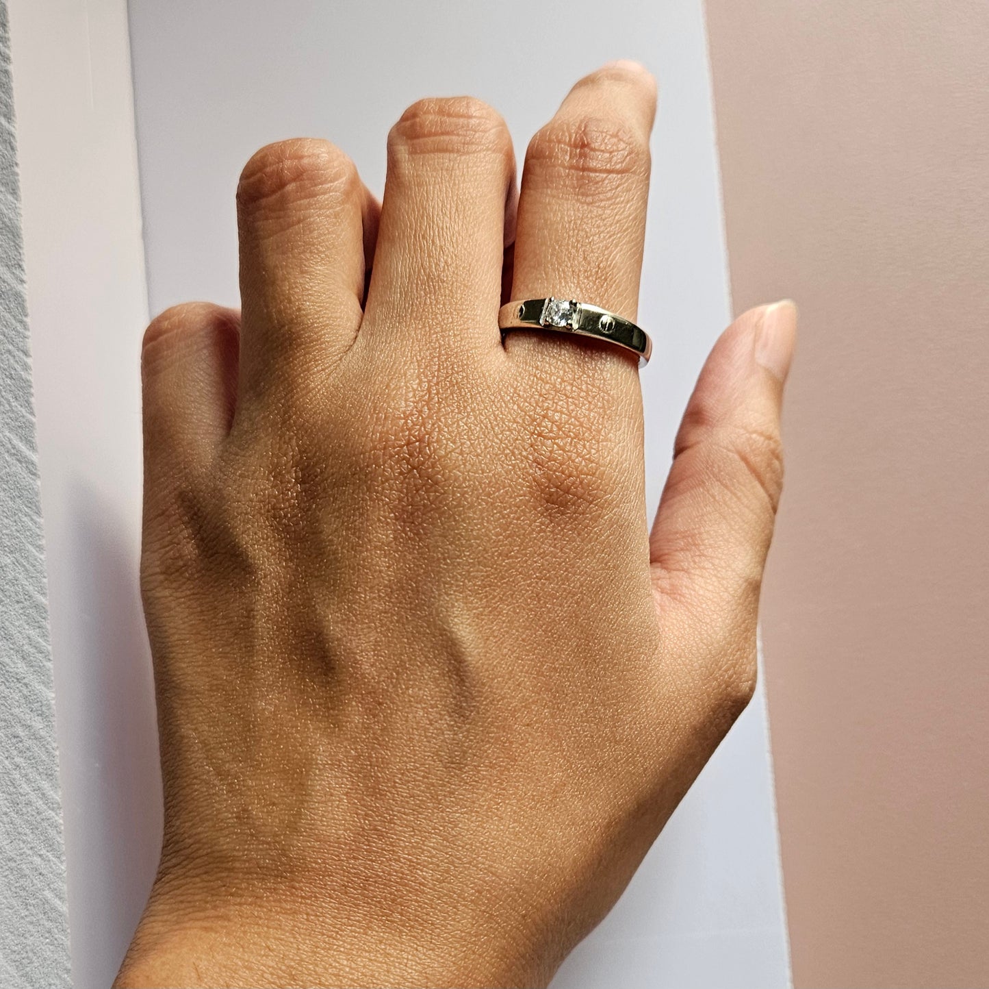 Howard Solitaire adjustable Silver Couple Ring