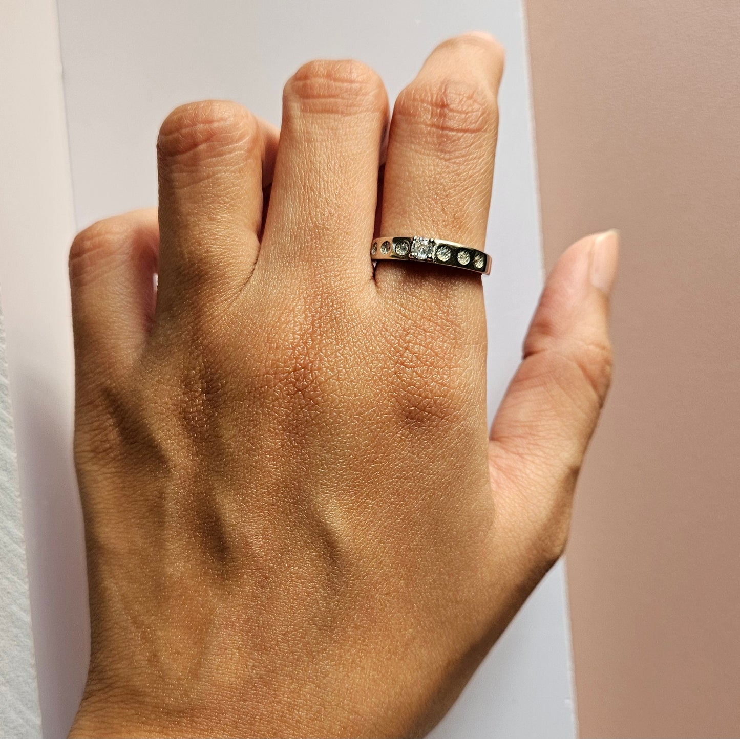 Drake Solitaire adjustable Silver Couple Ring