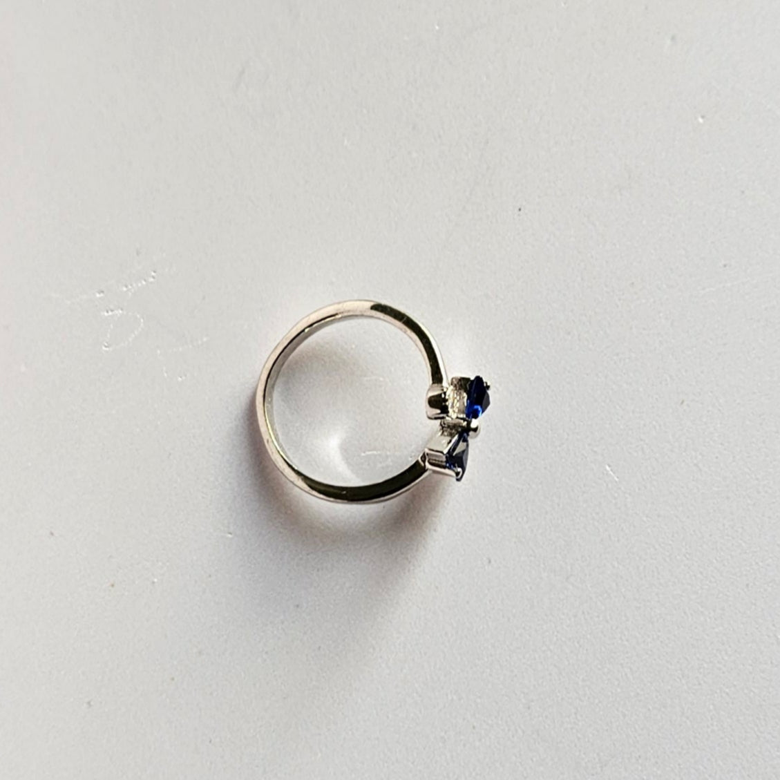 Sparkly Bow Silver Ring