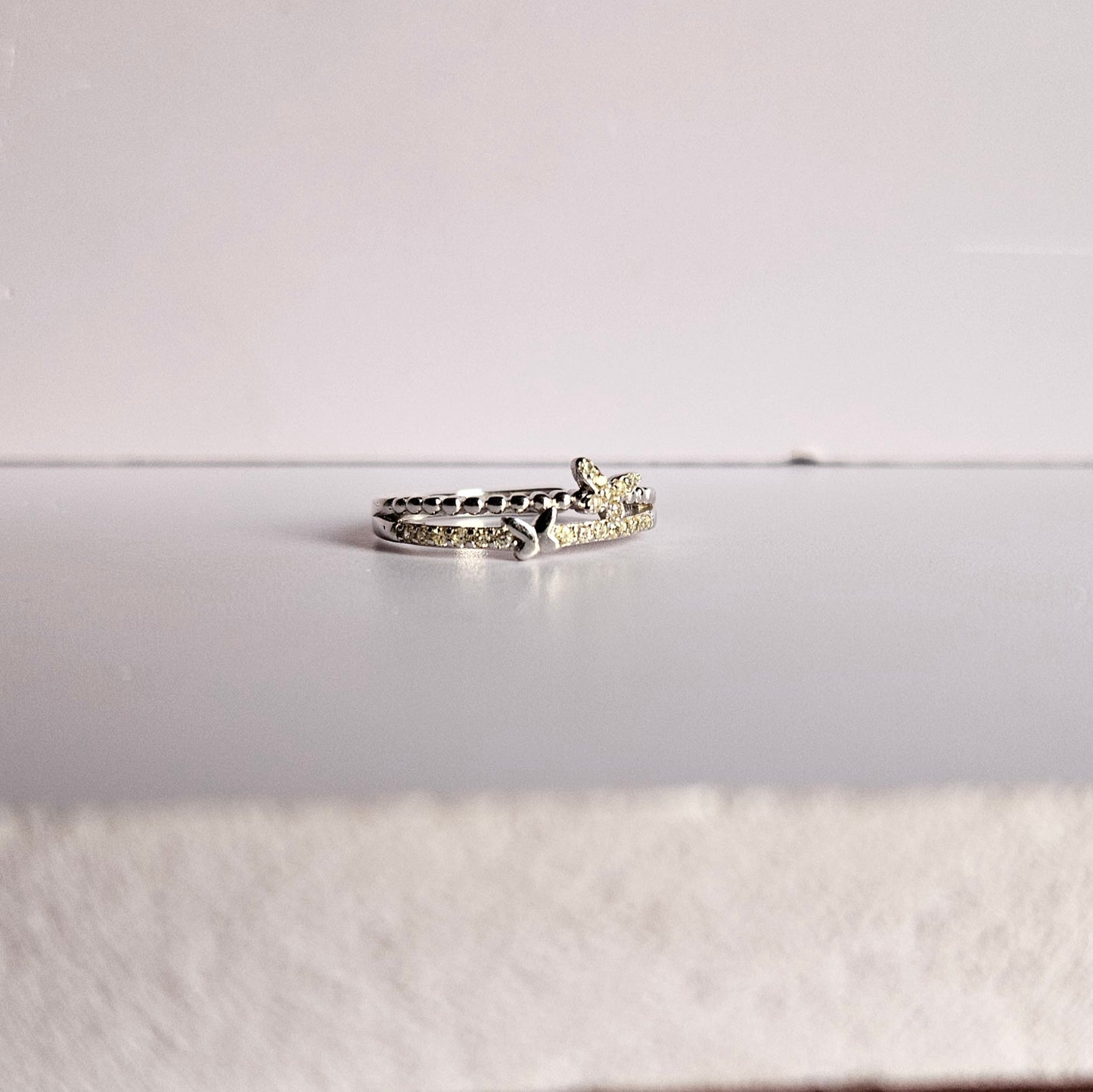 Dual Butterfly Silver Ring