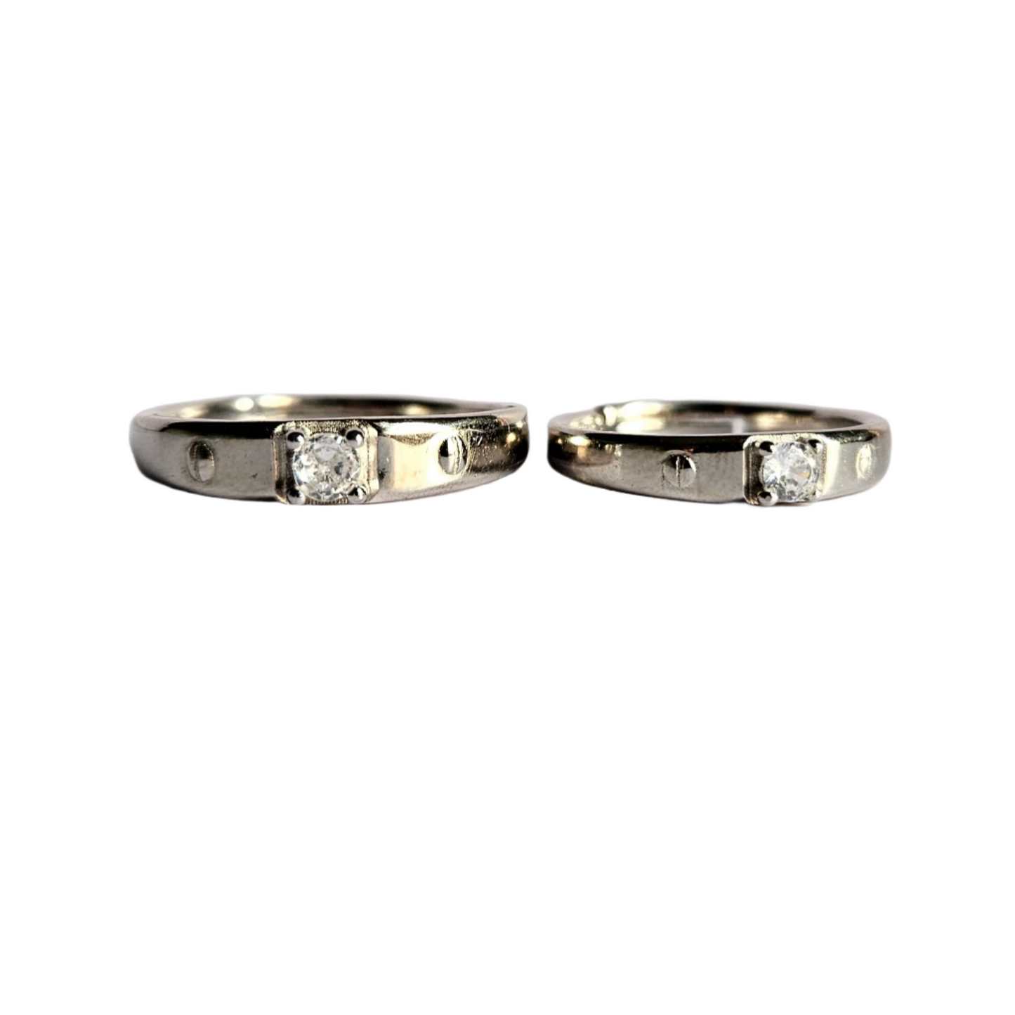Howard Solitaire adjustable Silver Couple Ring