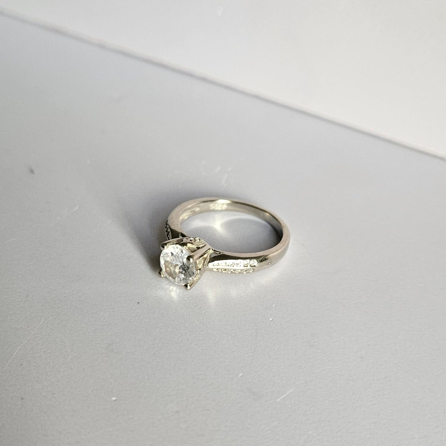Maria Solitaire four prong Silver Ring