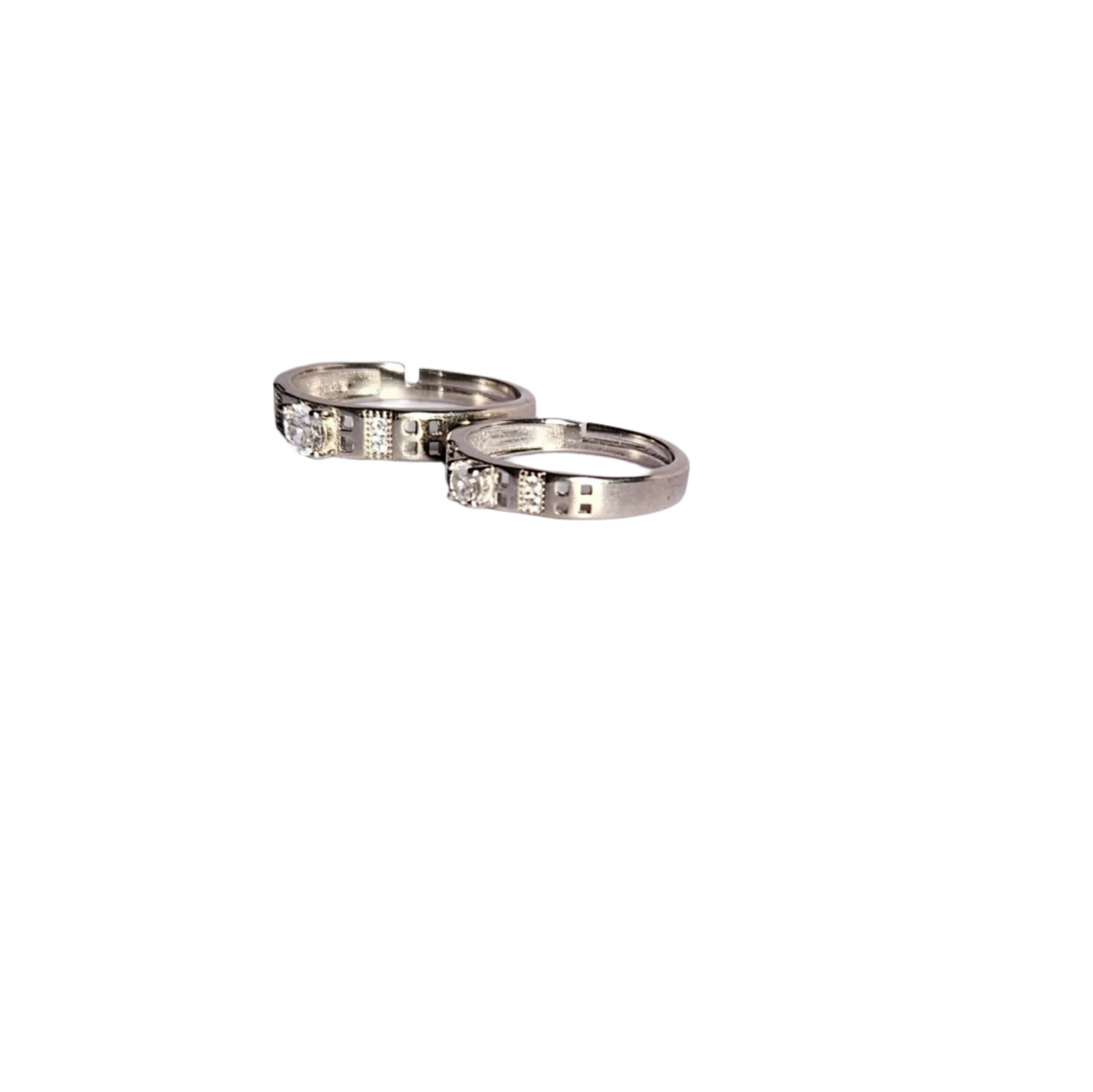 Marcus Solitaire adjustable Silver Couple Ring