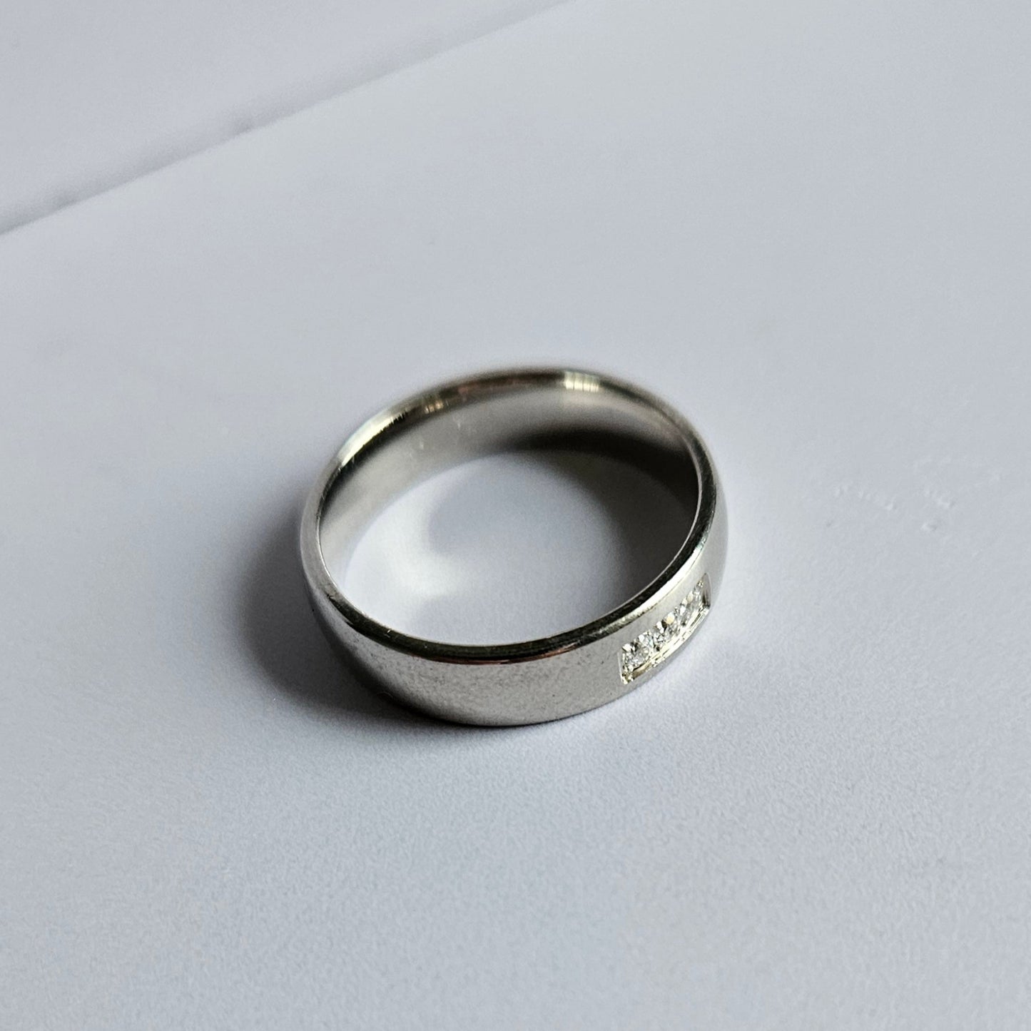 Plain band with triple stone Silver Ring