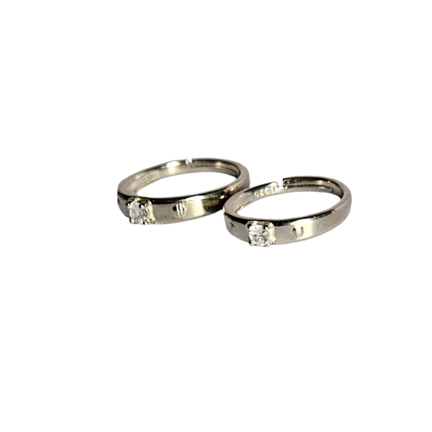 Howard Solitaire adjustable Silver Couple Ring