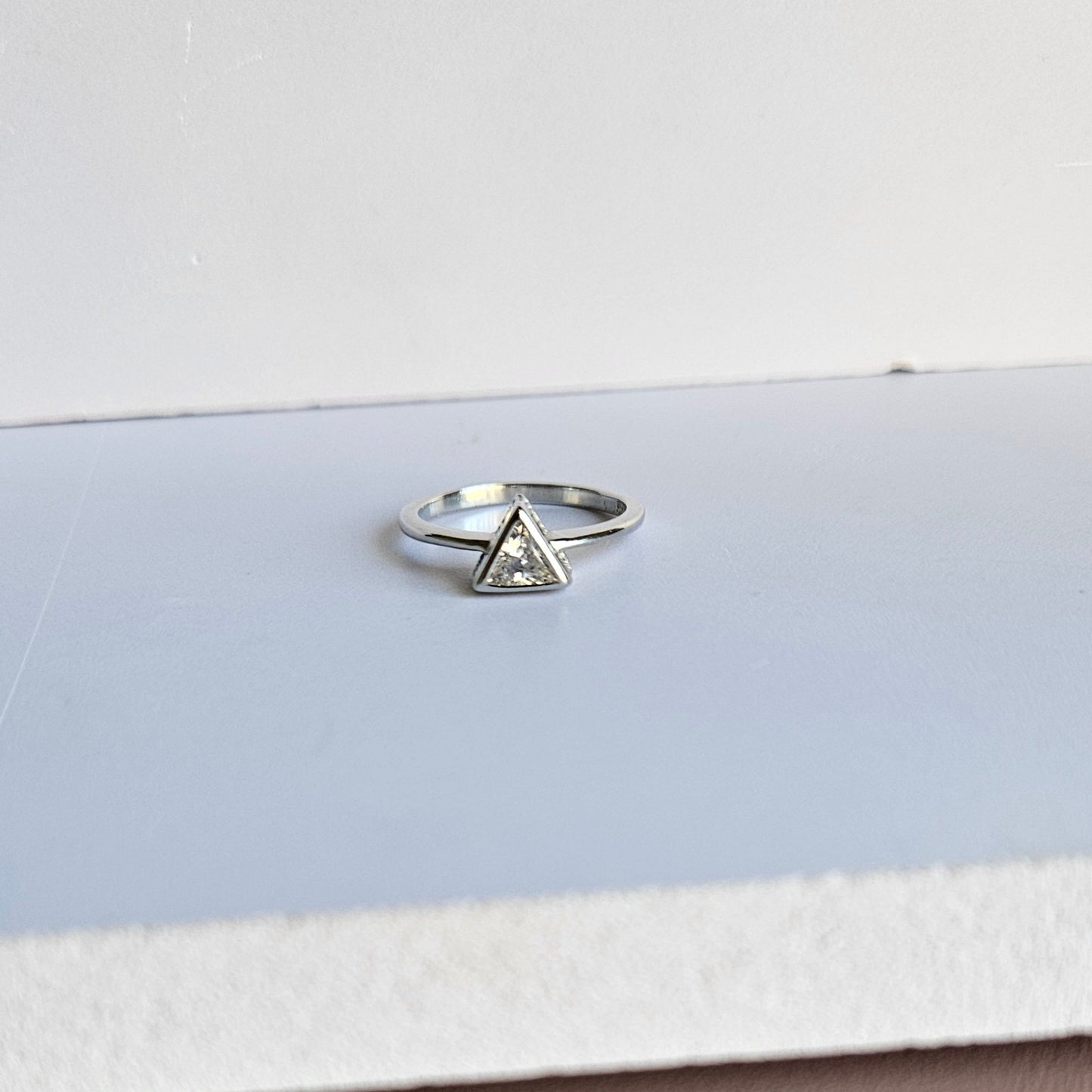 Triangle Solitaire Silver Ring