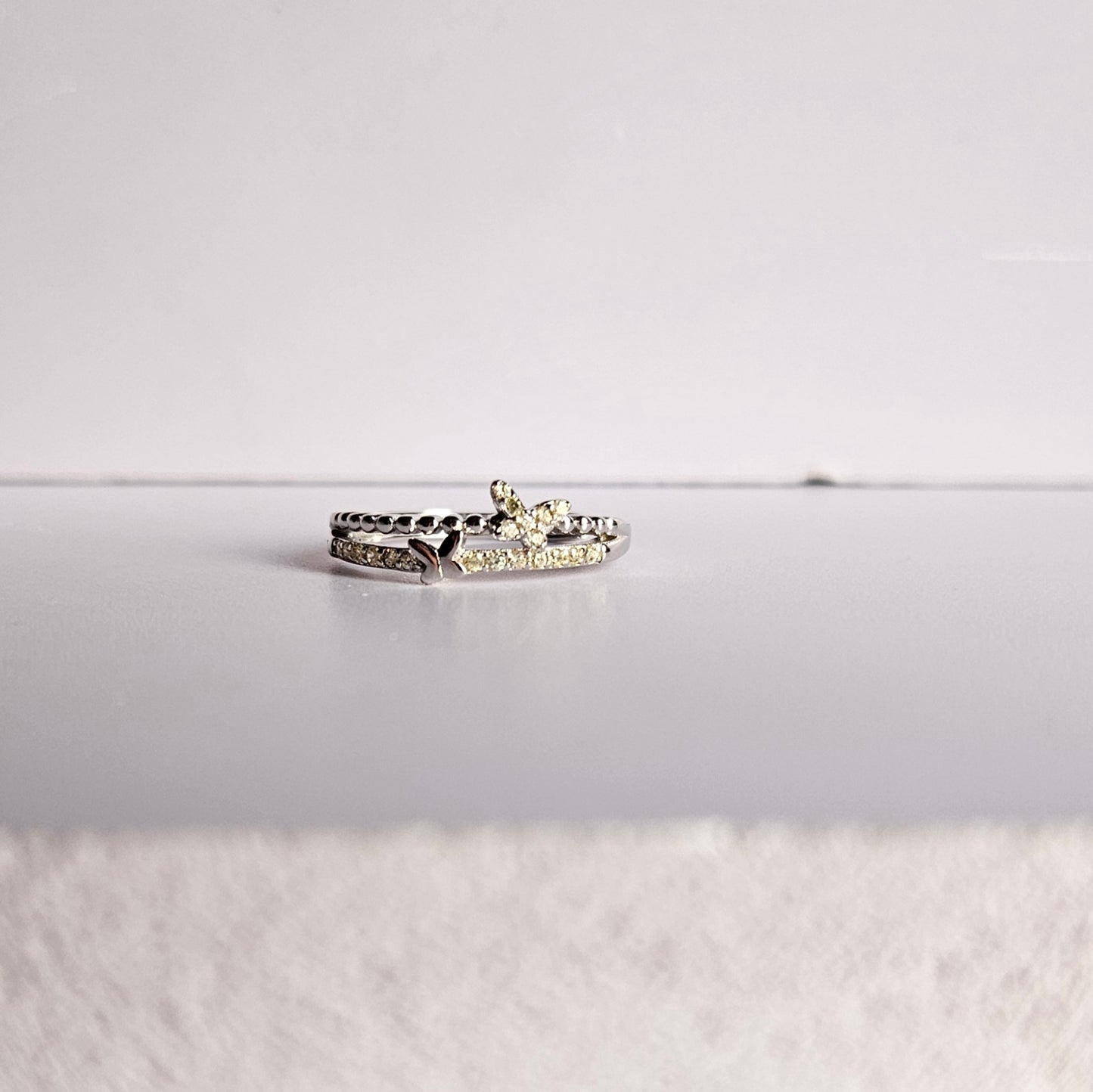 Dual Butterfly Silver Ring