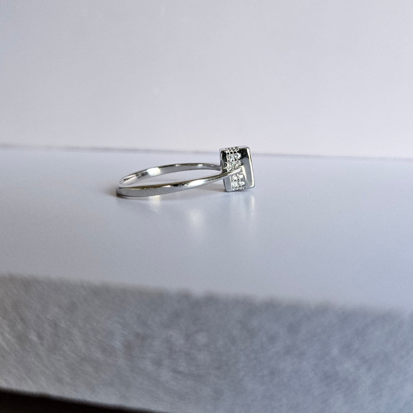 Emerald Cut Solitaire Silver Ring