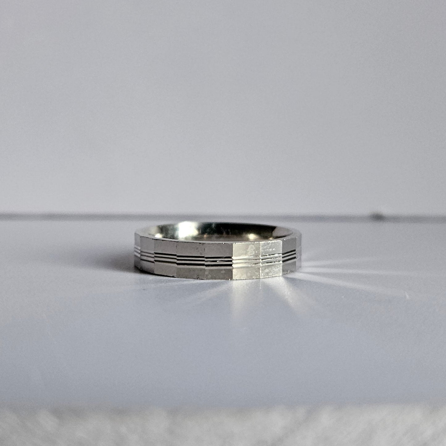 Three lined geometric Silver Ring