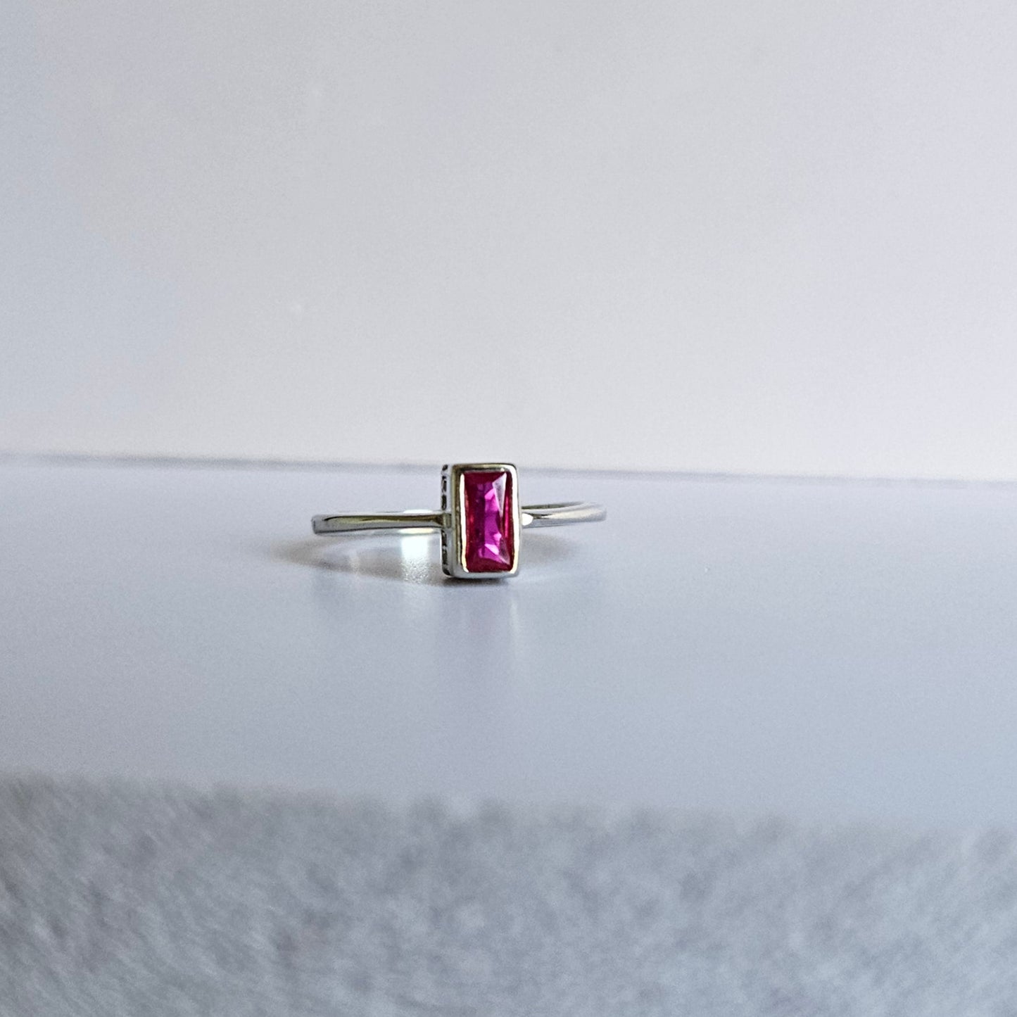 Emerald Cut Solitaire Silver Ring