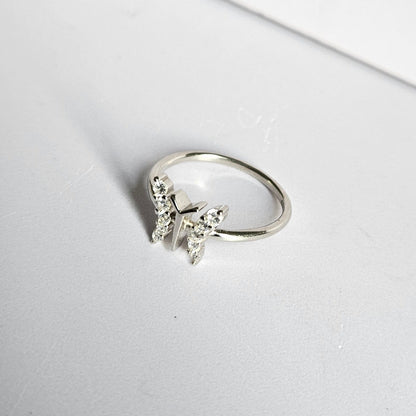 Sparkly Butterfly Silver Ring