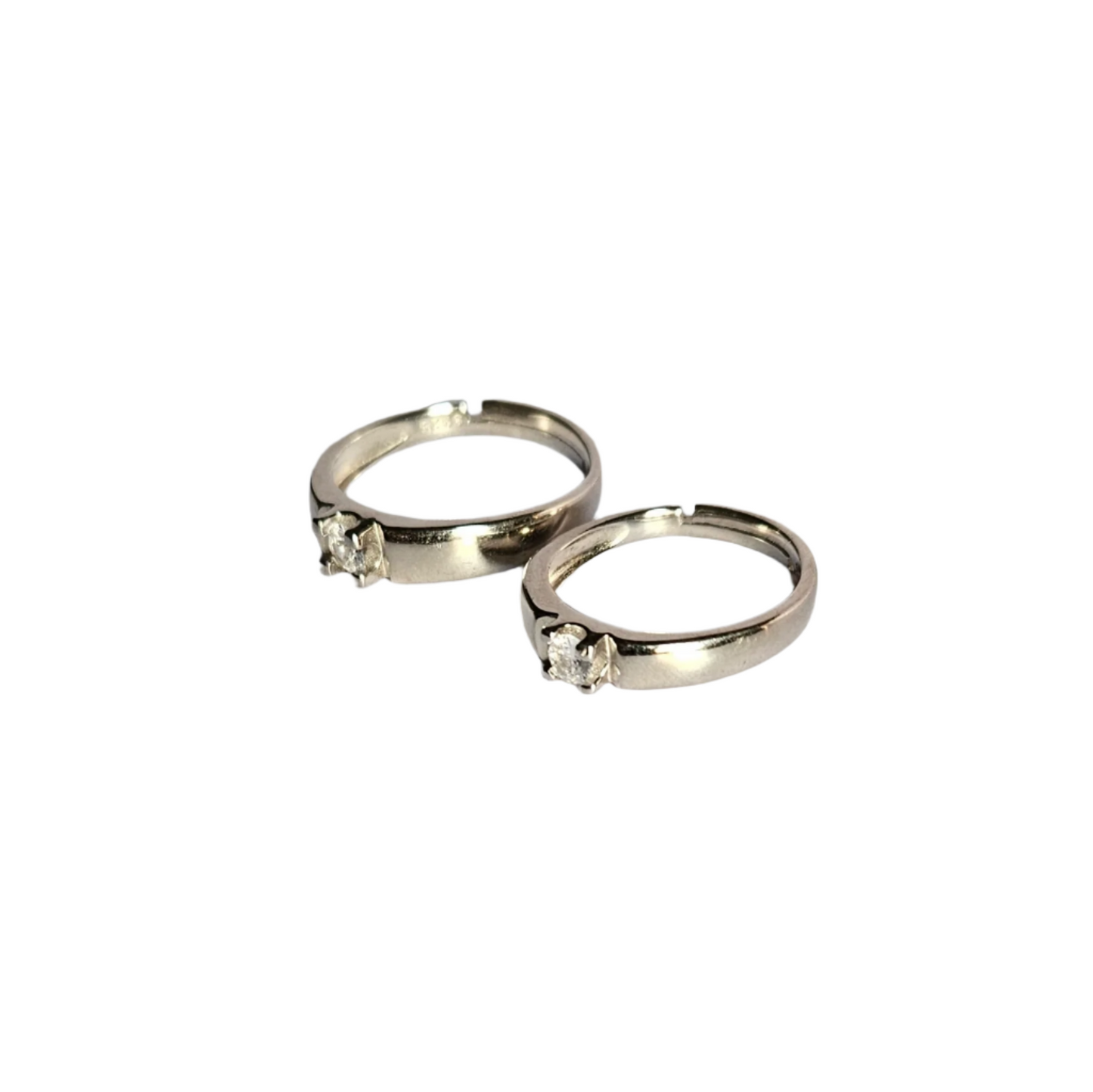 Annie Solitaire adjustable Silver Couple Ring