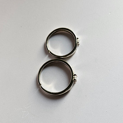 Howard Solitaire adjustable Silver Couple Ring