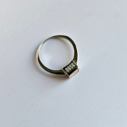 Square Cut Solitaire Silver Ring