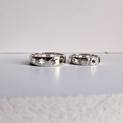 Star Struck Silver Couple Ring