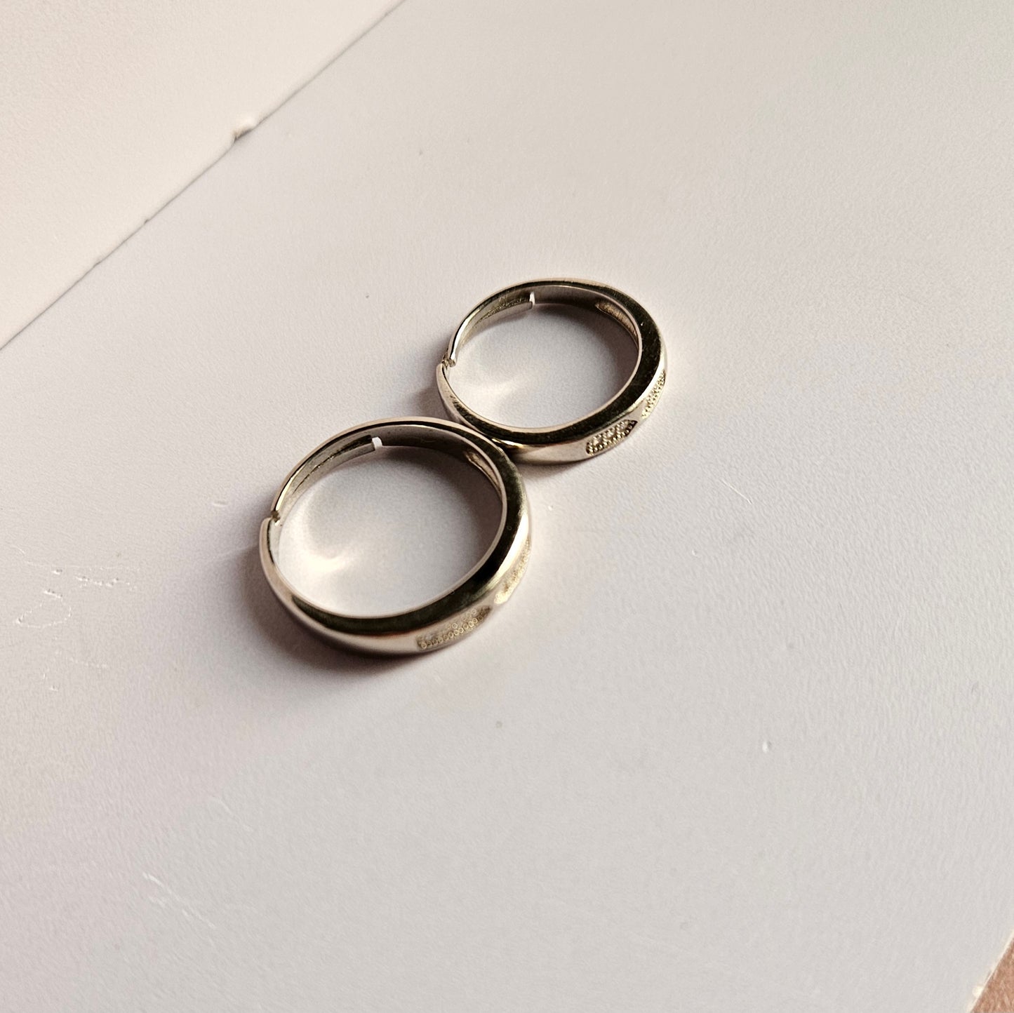 Hex small stone band adjustable Silver Couple Ring
