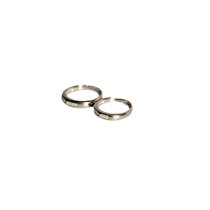 Hex small stone band adjustable Silver Couple Ring