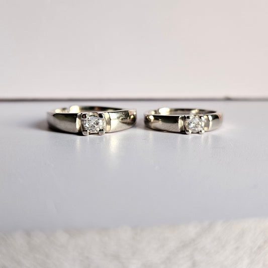 Annie Solitaire adjustable Silver Couple Ring