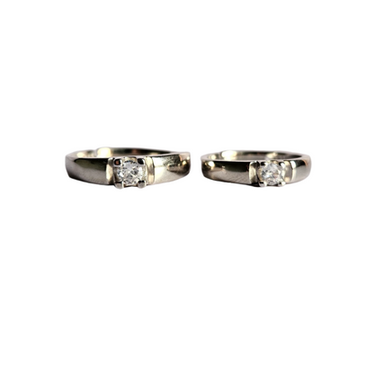 Annie Solitaire adjustable Silver Couple Ring