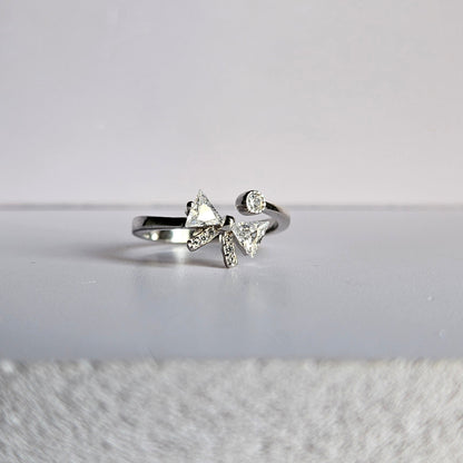 Sparkly Bow Silver Ring