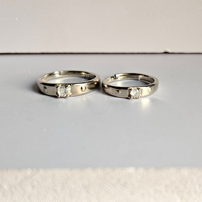 Howard Solitaire adjustable Silver Couple Ring