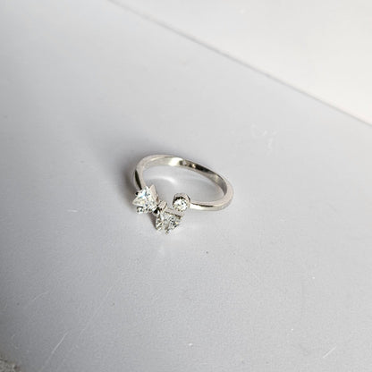 Sparkly Bow Silver Ring