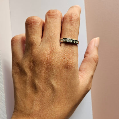 Drake Solitaire adjustable Silver Couple Ring