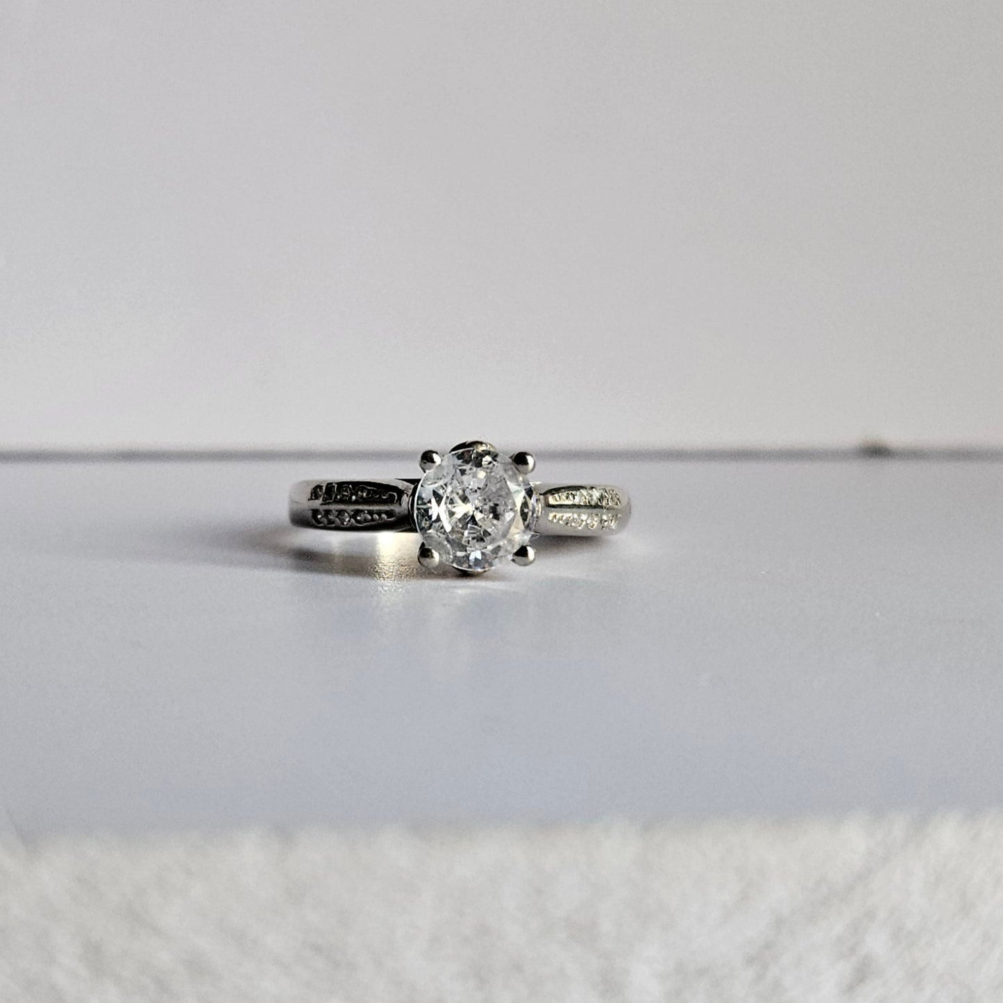 Maria Solitaire four prong Silver Ring