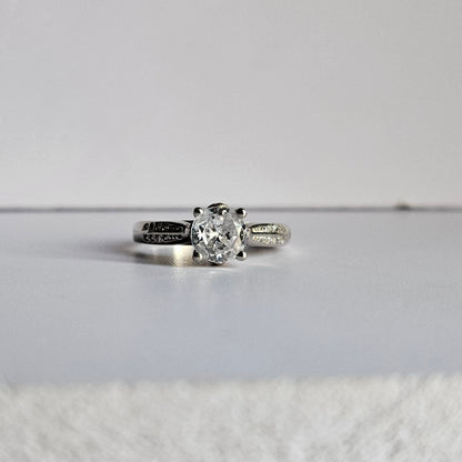 Maria Solitaire four prong Silver Ring