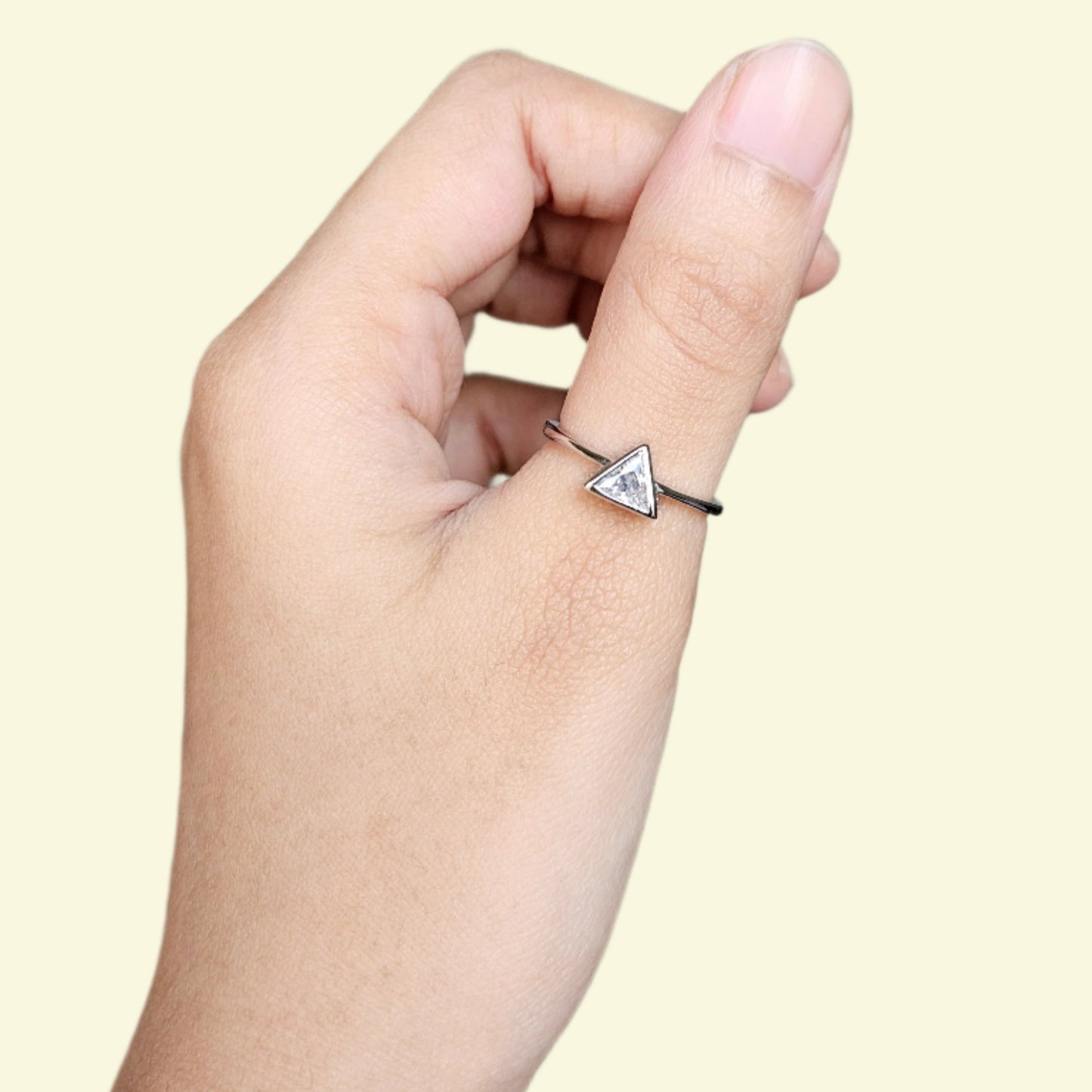 Triangle Solitaire Silver Ring
