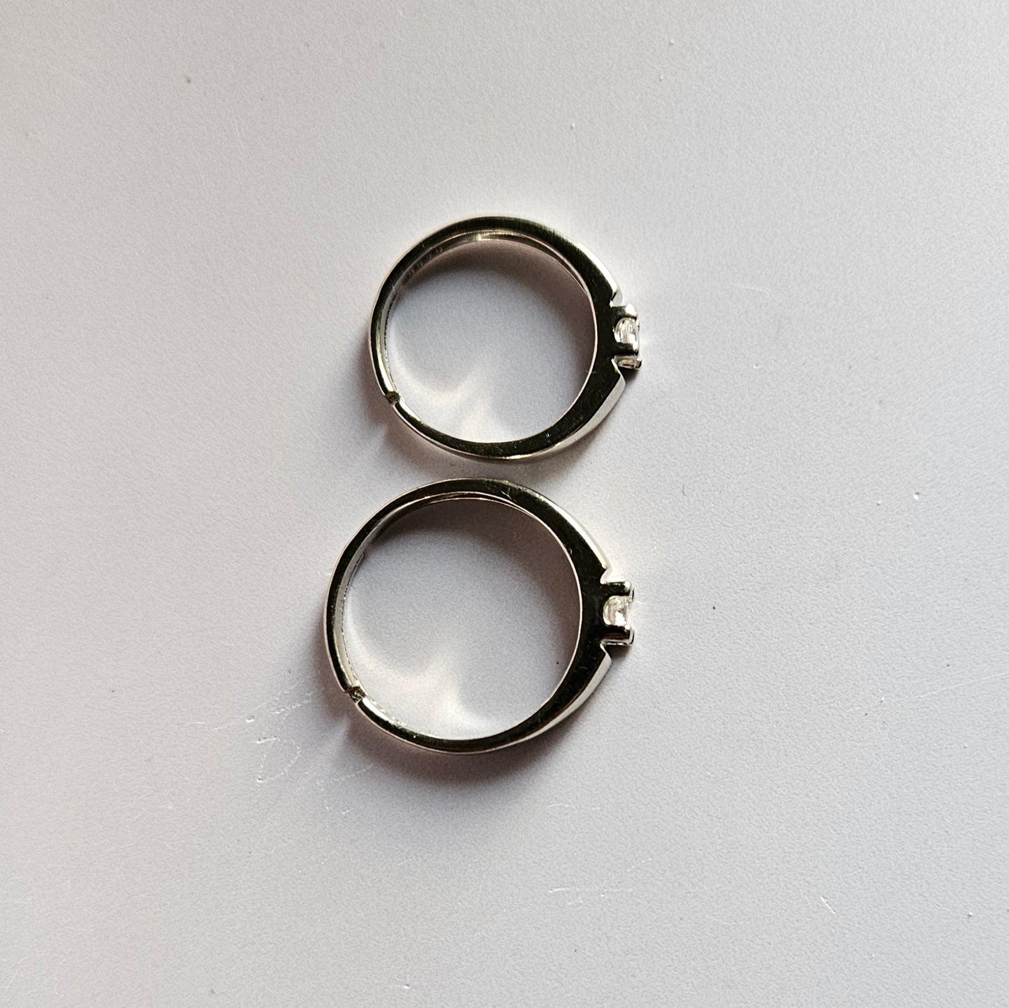 Annie Solitaire adjustable Silver Couple Ring