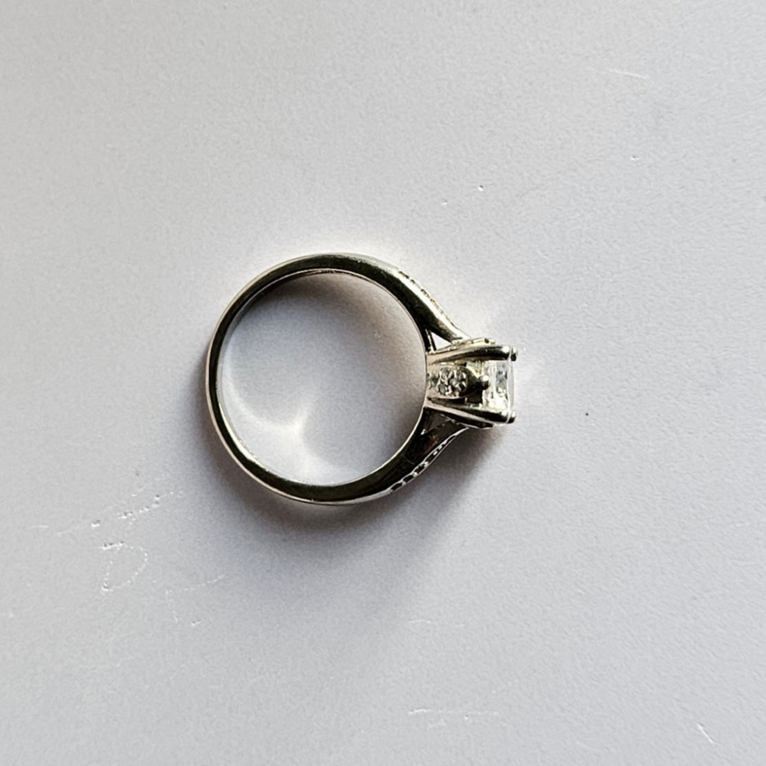 Maria Solitaire four prong Silver Ring