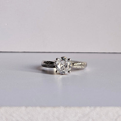 Maria Solitaire four prong Silver Ring